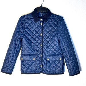 Polo Ralph Lauren Barn Jacket Big Girls Large 12-14 Quilted Corduroy Collar Snap